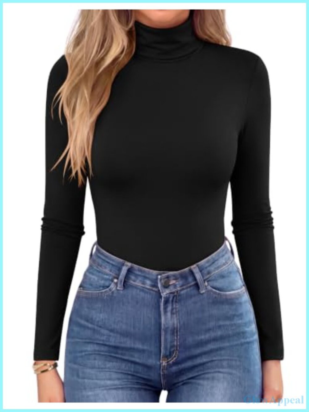 Women's Turtleneck Long Sleeve Top Lightweight Base Layer Slim Fit
